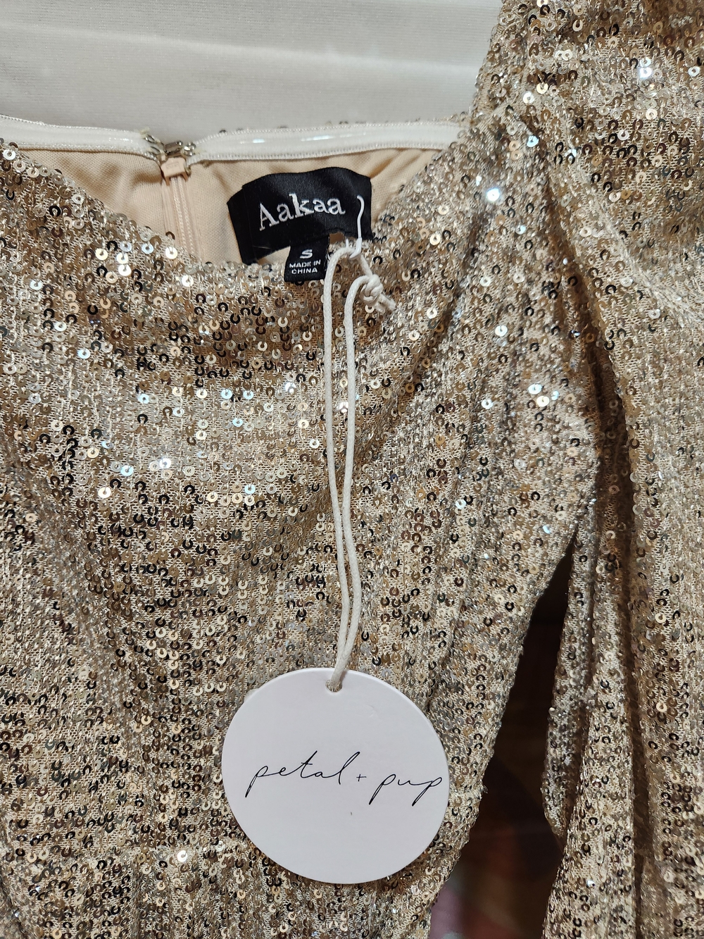 Petal & Pup - Nude - Bella long sleeve sequin romper - Picture 5 of 6